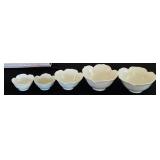 Vintage White Porcelain Lotis Flower Bowls and Spoon Set