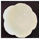 Vintage White Porcelain Lotis Flower Bowls and Spoon Set