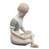 Vintage Cybis Porcelain Figurine of Alice from Alice in Wonderland Engrossed in Reading a Book