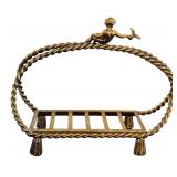 Beautiful Bathroom Decor Including Brass Color Towel Holder, Trinket, Vase and More