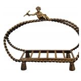 Beautiful Bathroom Decor Including Brass Color Towel Holder, Trinket, Vase and More