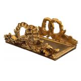 Beautiful Bathroom Decor Including Brass Color Towel Holder, Trinket, Vase and More