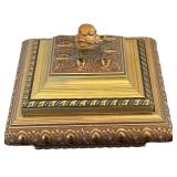 Beautiful Bathroom Decor Including Brass Color Towel Holder, Trinket, Vase and More