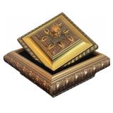 Beautiful Bathroom Decor Including Brass Color Towel Holder, Trinket, Vase and More