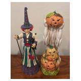 Festive Halloween Decor including Ceramic Pumpkins, Candle Holders and Figurines