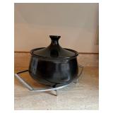 Vintage Clay Casserole Pot with Holder