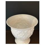 Two Pretty White Vase Pots Pottery Grapes & Vines