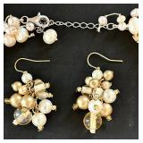 Stunning White Beaded Necklace and Earrings