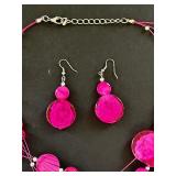 Beautiful Bright Pink Necklace and Earring Set