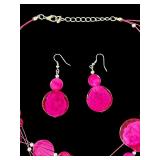Beautiful Bright Pink Necklace and Earring Set
