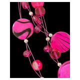 Beautiful Bright Pink Necklace and Earring Set