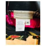 Coldwater Creek Black Button-Up Jacket with Stitched Floral Accents