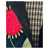 Coldwater Creek Black Button-Up Jacket with Stitched Floral Accents