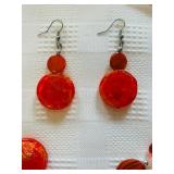 Bright and Beautiful Red / Orange Beaded Necklace and Earring Set