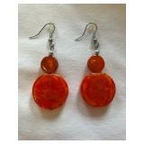 Bright and Beautiful Red / Orange Beaded Necklace and Earring Set