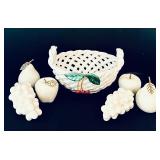 Berdados Portugal Ceramic Fruit Basket with Porcelain Fruit Decor