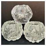 Trio of Kosta Boda Snowball Votive Candle Holders