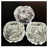 Trio of Kosta Boda Snowball Votive Candle Holders