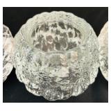 Trio of Kosta Boda Snowball Votive Candle Holders