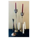 Collection of Silverplated Serving Pieces, Flatware, and Candle Holders