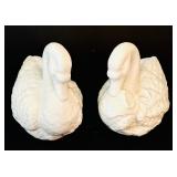 Pair of White Decorative Ceramic Swan Figurines