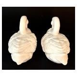 Pair of White Decorative Ceramic Swan Figurines