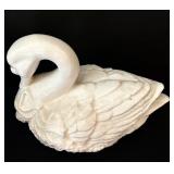 Pair of White Decorative Ceramic Swan Figurines