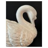 Pair of White Decorative Ceramic Swan Figurines