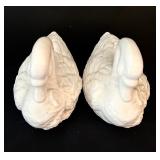Pair of White Decorative Ceramic Swan Figurines