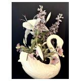 Beautiful Ceramic Swan with Faux Florals