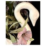 Beautiful Ceramic Swan with Faux Florals