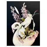 Beautiful Ceramic Swan with Faux Florals