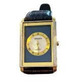 Gruen Quartz Rectangular Wristwatch with Genuine Leather Band