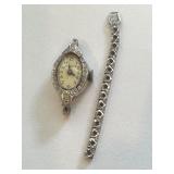 Vintage Bulova 14k White Gold Ladies Wristwatch with Detached Partial Band