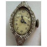 Vintage Bulova 14k White Gold Ladies Wristwatch with Detached Partial Band