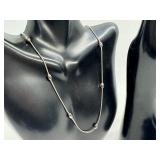 Sterling Silver Necklaces, 15 Inch and 16 Inch, with Red Bead Accent