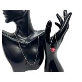 Sterling Silver Necklaces, 15 Inch and 16 Inch, with Red Bead Accent