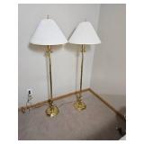 Polished Brass Barley Twist Floor Lamp Pair