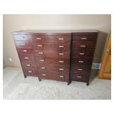 Stickley Furniture Metropolitan Chest of Drawers featuring Brushed Finish Pulls & Two Recessed Side Chests