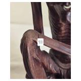 Skeletal Sitting Man Wood Sculpture Carving