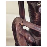 Skeletal Sitting Man Wood Sculpture Carving
