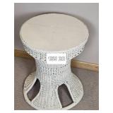 Vintage White Wicker 2 Piece Collection: Arm Chair * Hourglass Side Table