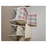 Vintage White Wicker 2 Piece Collection: Arm Chair * Square Side Table