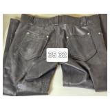 Black Leather Biker Pants