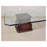 Beveled Glass Top Pedestal Base Cocktail Table