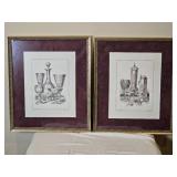 Framed Etching Pair of Drinking Vessel Still Lifes by Ulrich and Toepfer