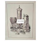 Framed Etching Pair of Drinking Vessel Still Lifes by Ulrich and Toepfer