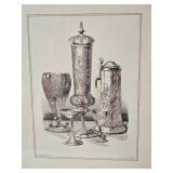 Framed Etching Pair of Drinking Vessel Still Lifes by Ulrich and Toepfer