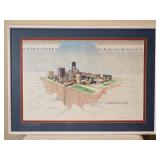 Vintage Minneapolis Cityscape Print by M. Voelker
