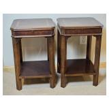 Stunning Mahogany Inlaid Surface Side Table Pair